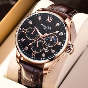 Watch Men Oruss Brown Sports Fashion Trend Waterproof Strap